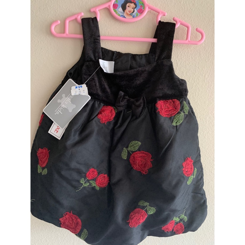 Toddler Black Rose dress w/Rose applique